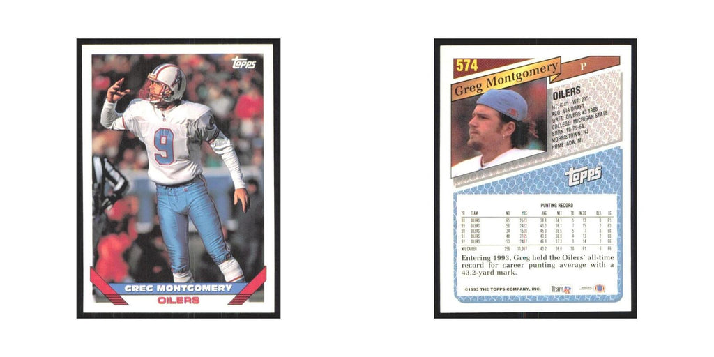 1993 Topps Greg Montgomery Houston Oilers #574