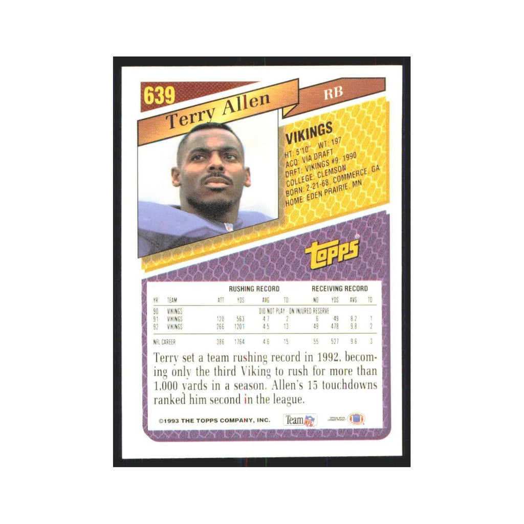 1993 Topps Gold Terry Allen Vikings #639