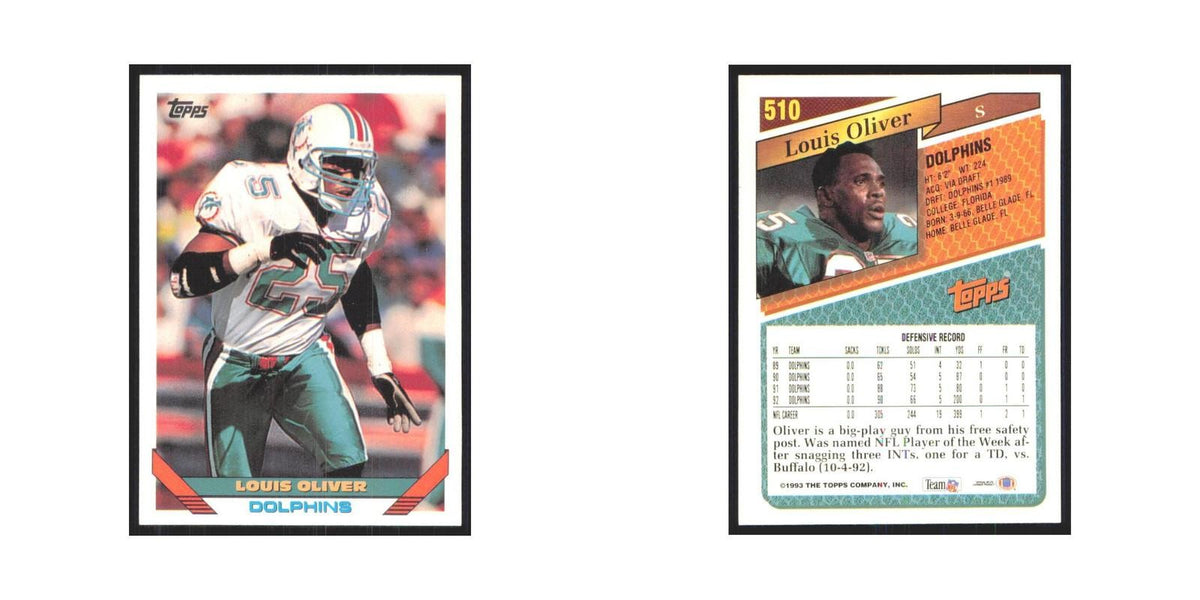 1993 Topps Louis Oliver Dolphins #510
