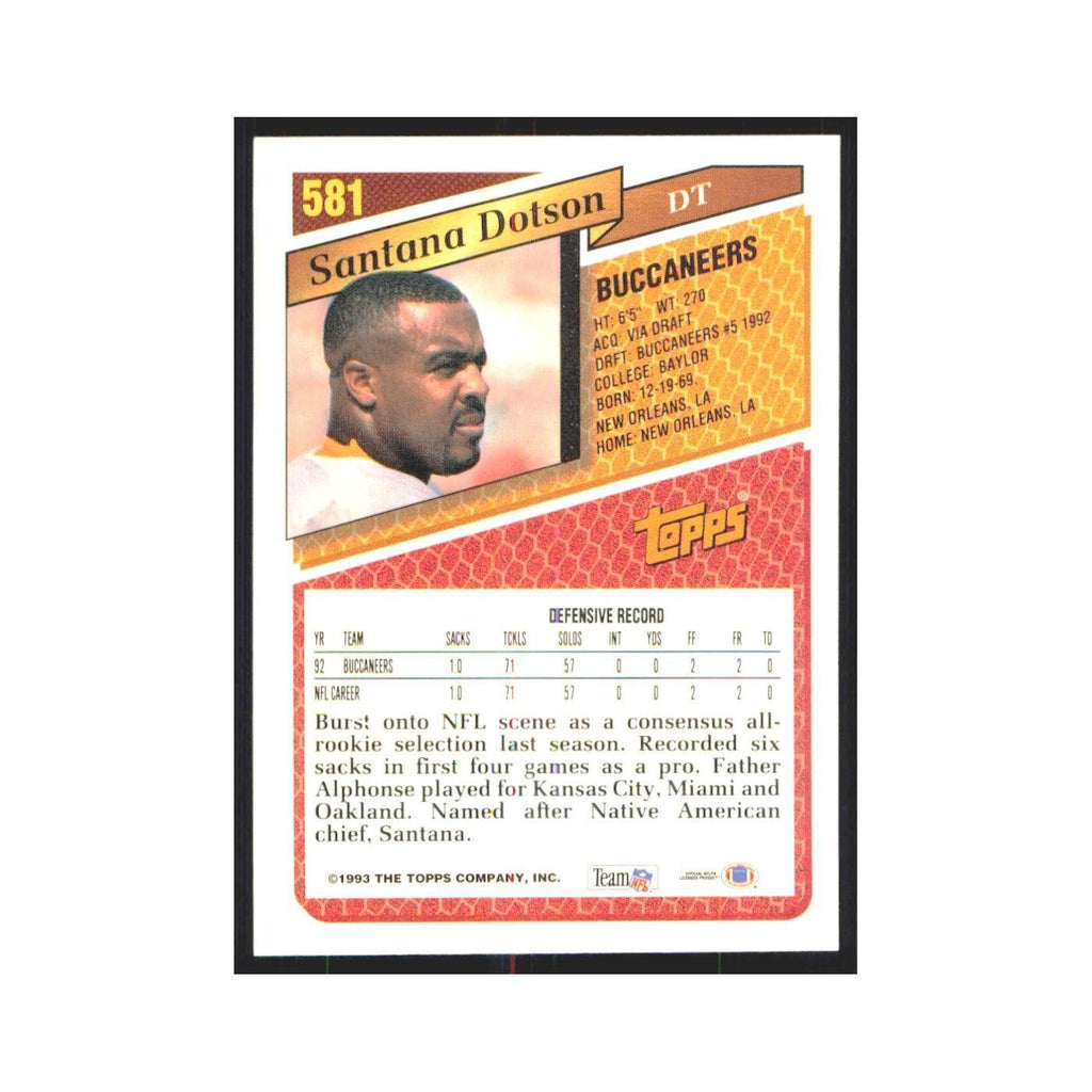 1993 Topps Santana Dotson Buccaneers #581