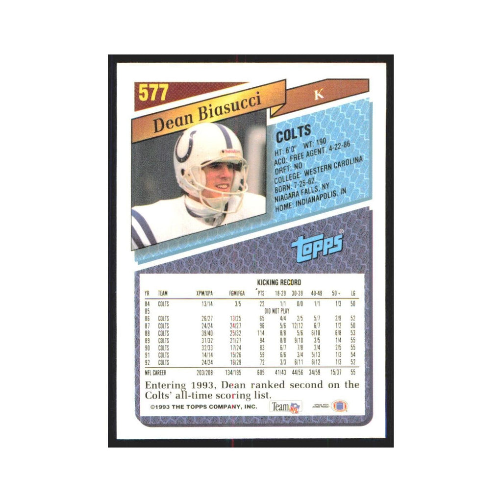 1993 Topps Dean Biasucci Colts #577