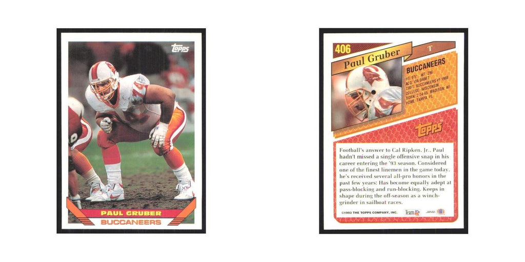 1993 Topps Paul Gruber Buccaneers #406