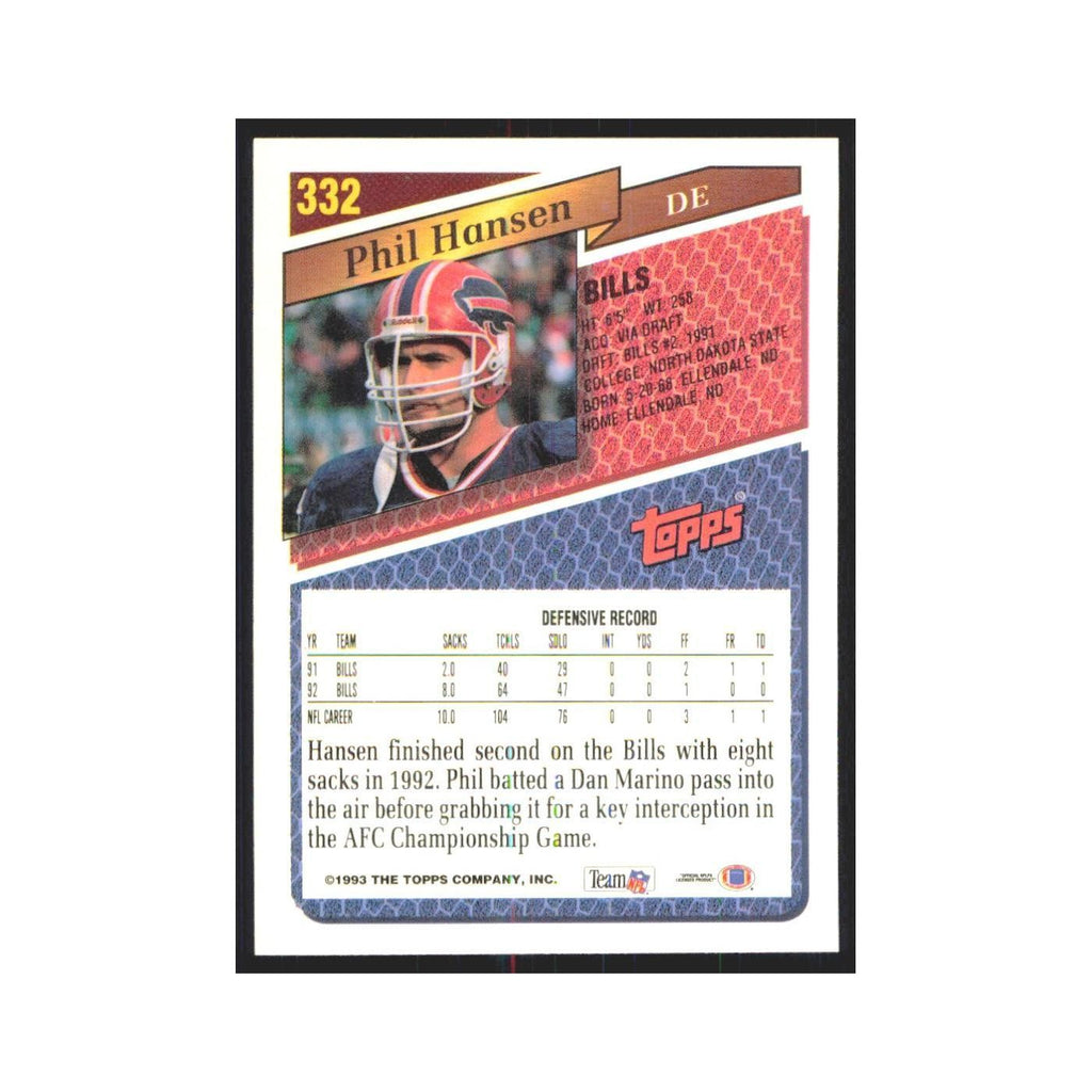 1993 Topps Phil Hansen Bills #332