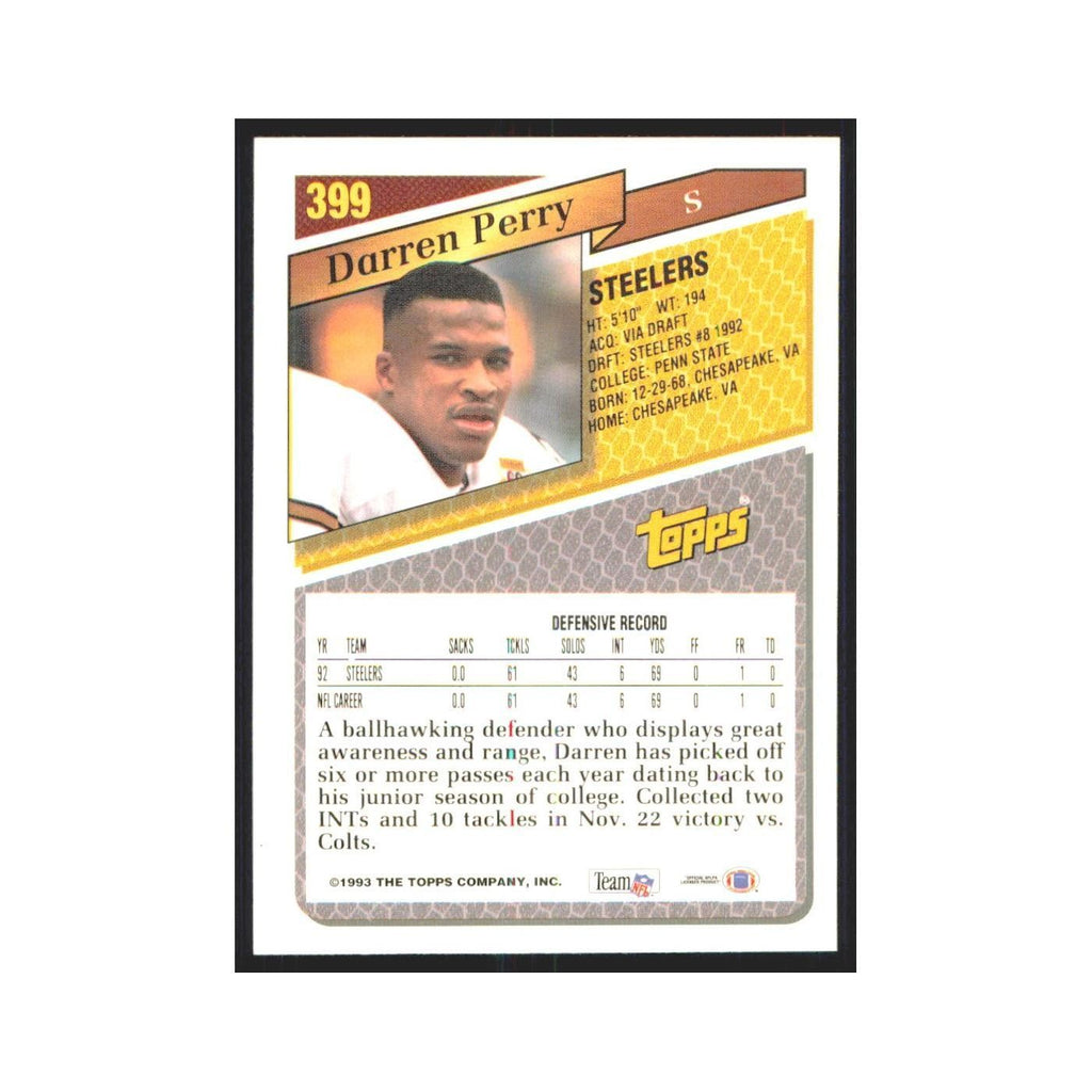 1993 Topps Darren Perry Steelers #399