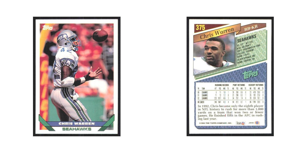 1993 Topps Chris Warren Seahawks #375