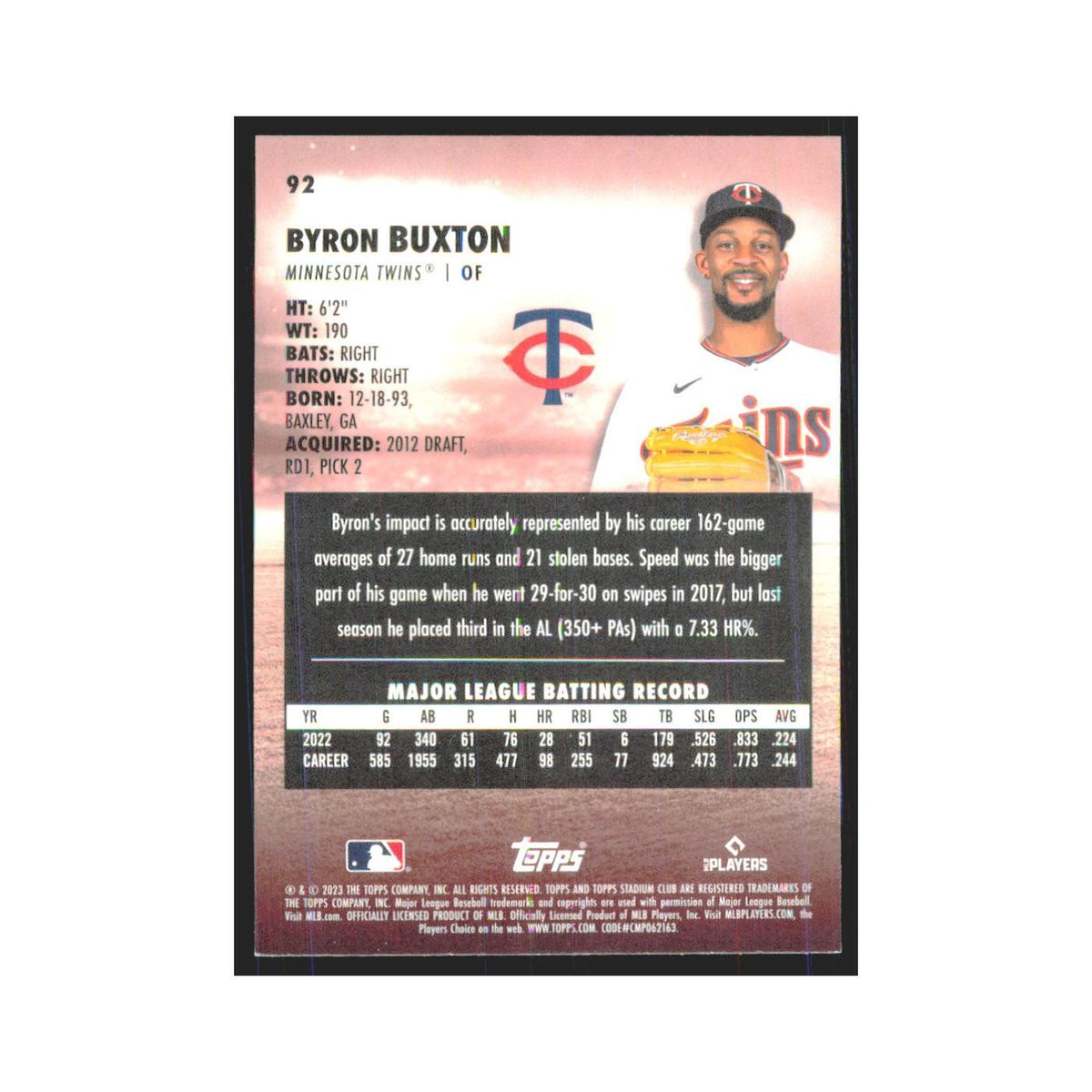 2023 Stadium Club Byron Buxton Twins #92