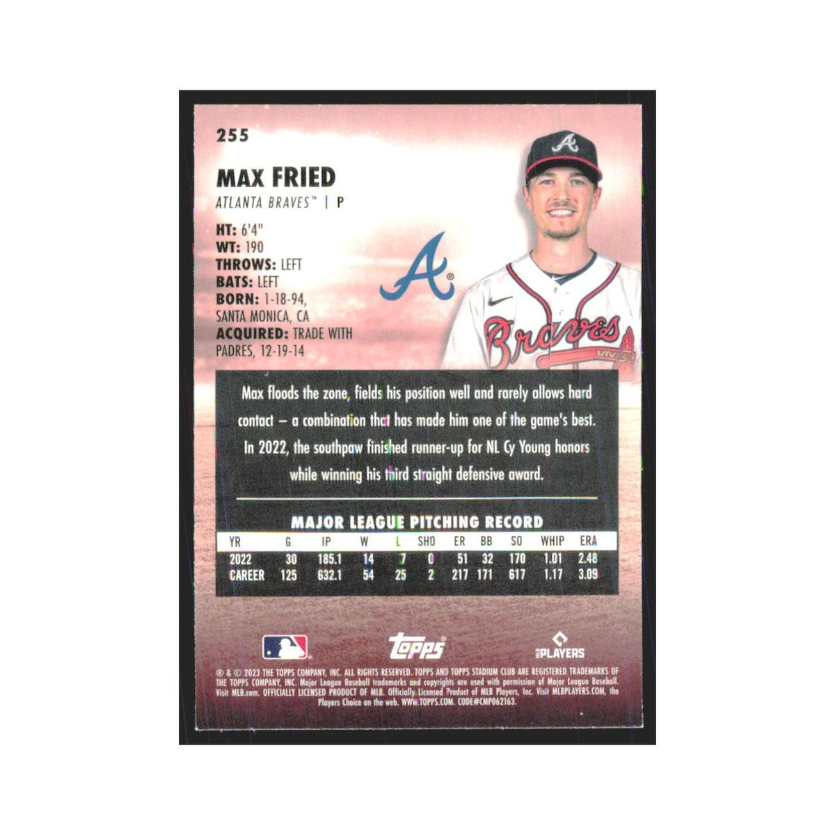 2023 Stadium Club Max Fried Braves #255