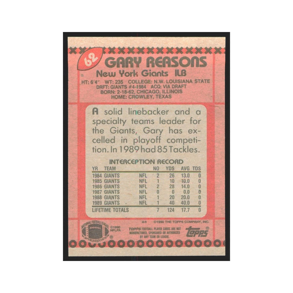 1990 Topps Gary Reasons Giants #62