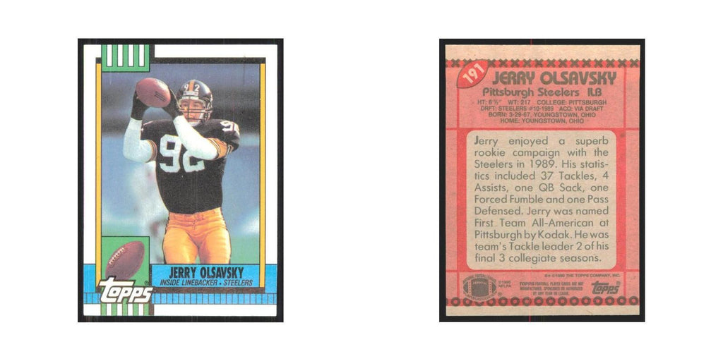 1990 Topps Jerry Olsavsky RC Steelers #191