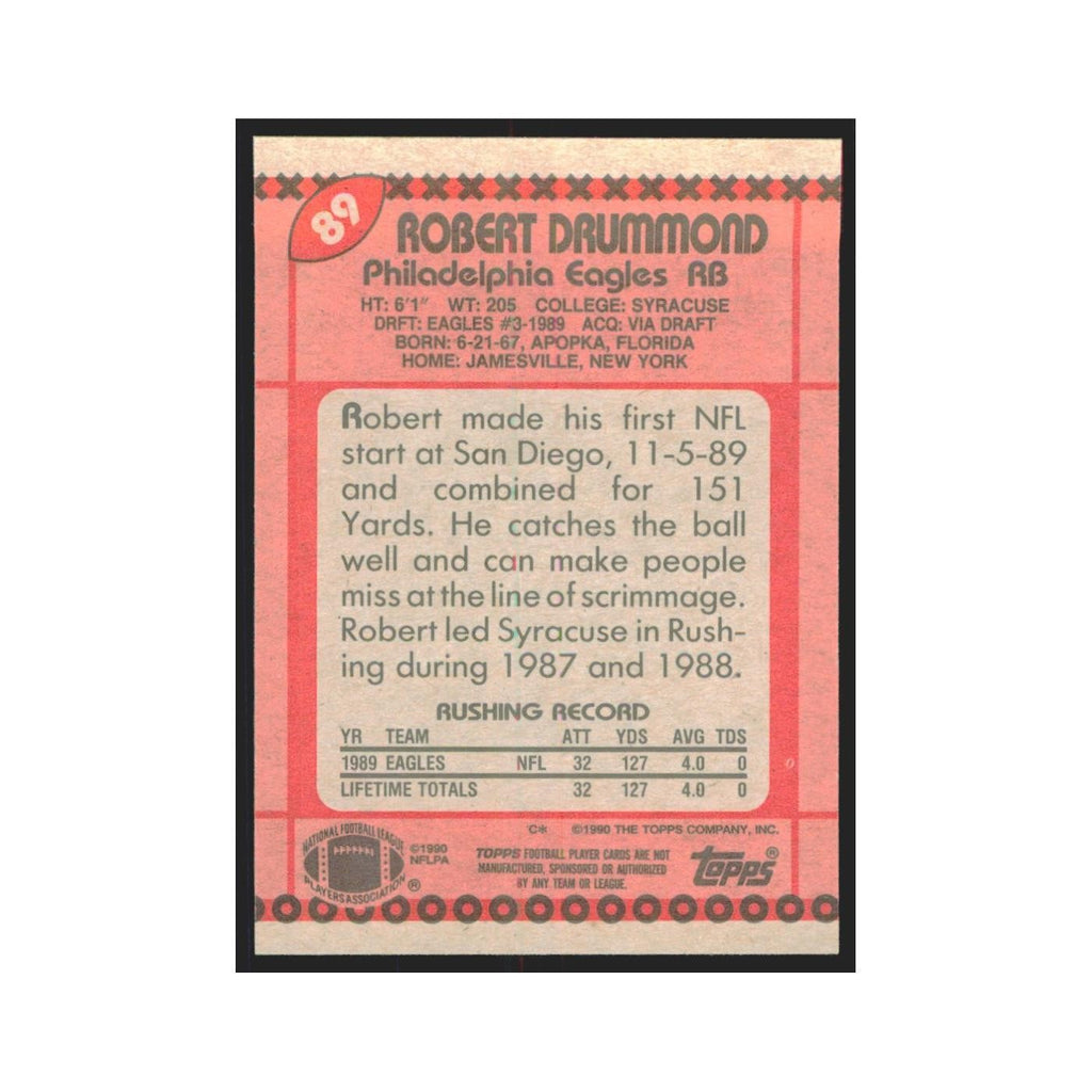 1990 Topps Robert Drummond Eagles #89