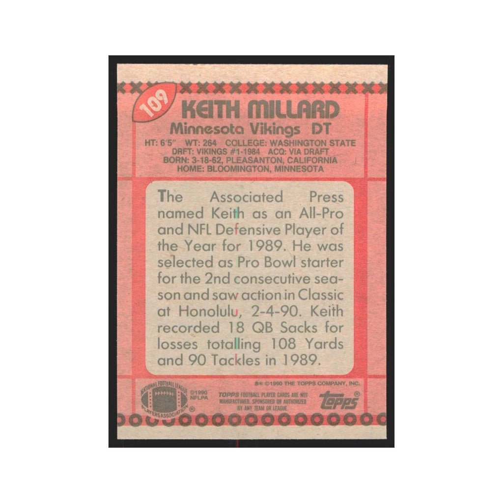 1990 Topps Keith Millard Vikings #109