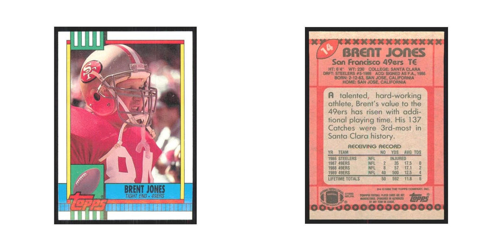 1990 Topps Brent Jones 49ers #14