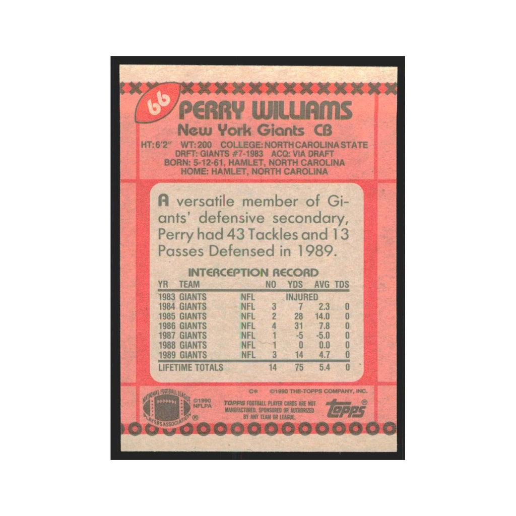 1990 Topps Perry Williams Giants #66