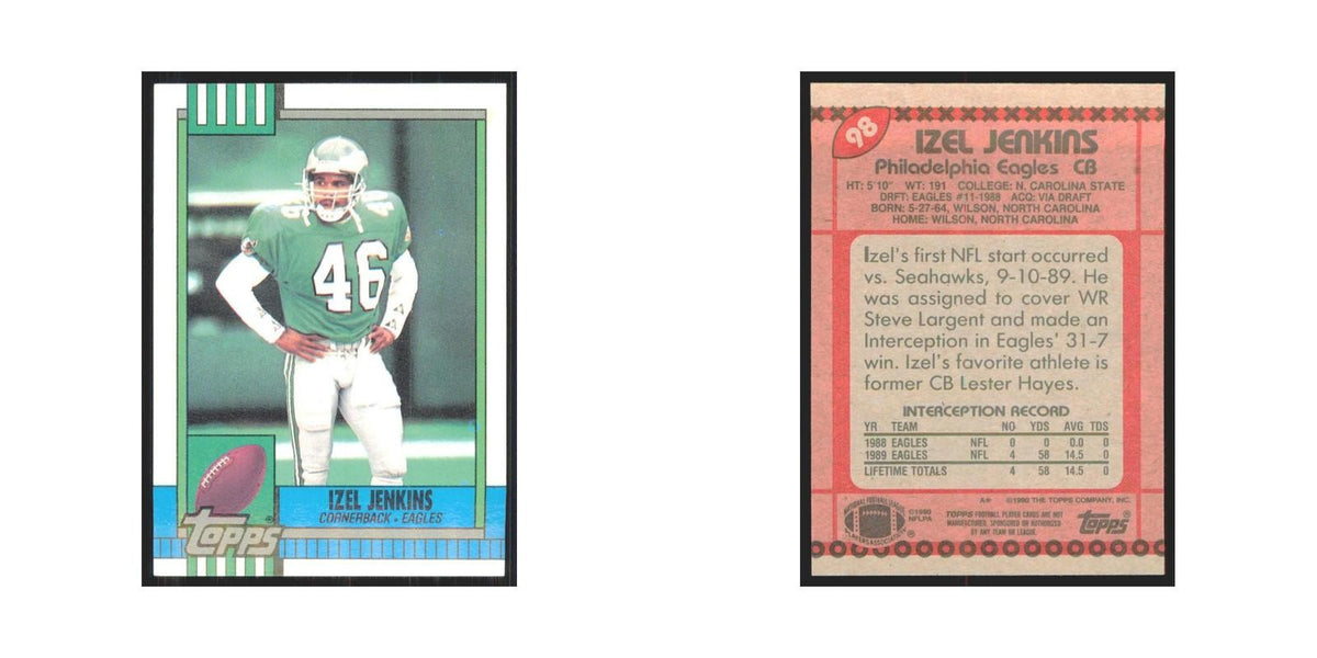 1990 Topps Izel Jenkins RC Eagles #98