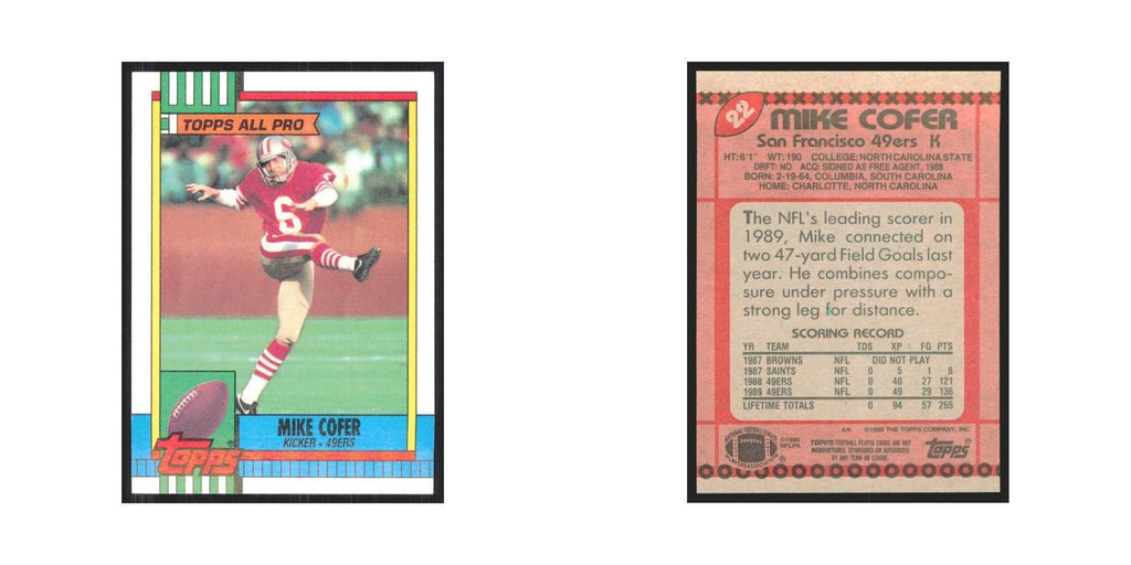 1990 Topps Mike Cofer 49ers #22