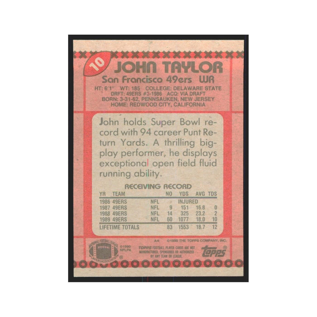 1990 Topps John Taylor 49ers #10