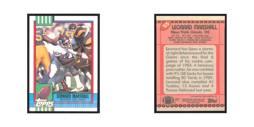 1990 Topps Leonard Marshall Giants #55