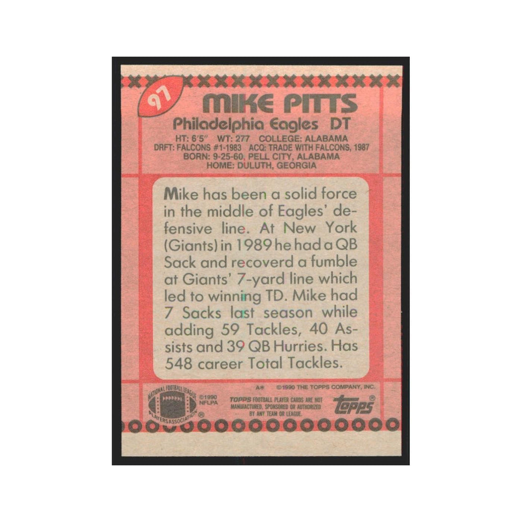 1990 Topps Mike Pitts Eagles #97