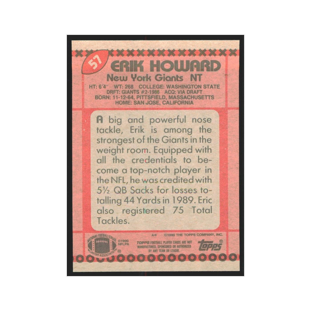 1990 Topps Erik Howard Giants #57