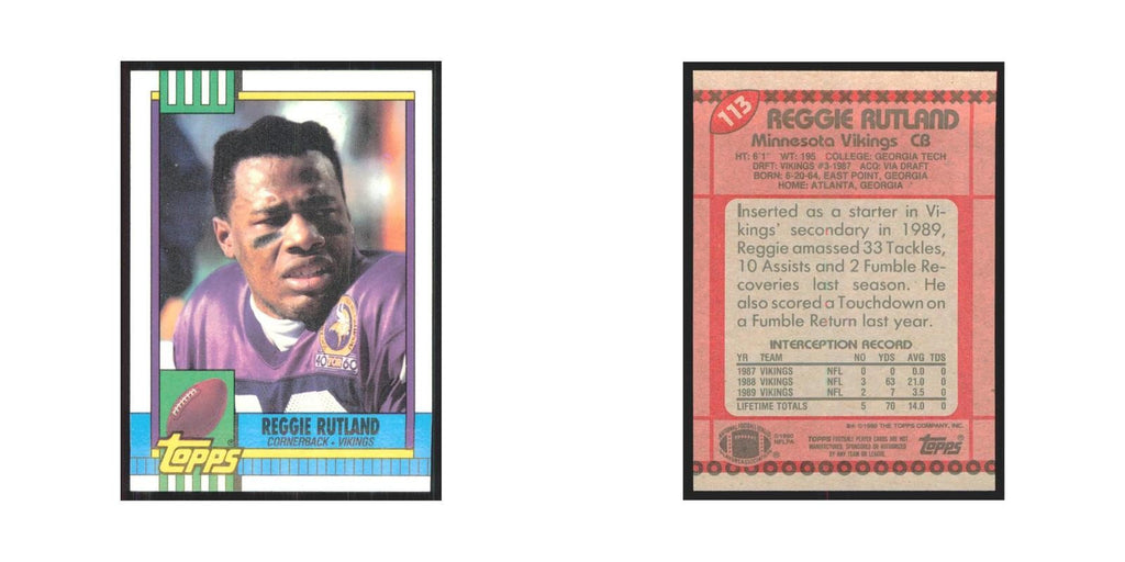 1990 Topps Reggie Rutland RC Vikings #113