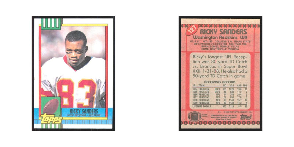 1990 Topps Ricky Sanders Redskins #127
