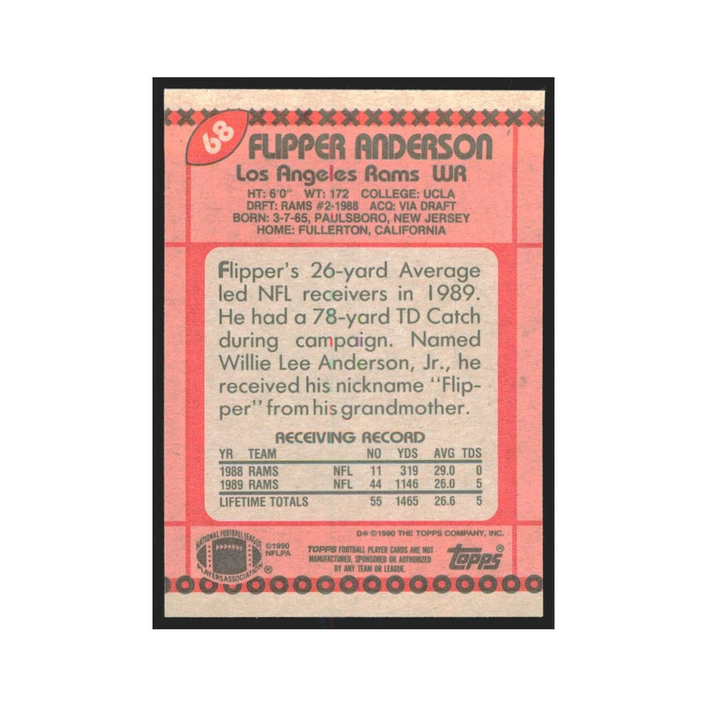 1990 Topps Flipper Anderson Rams #68