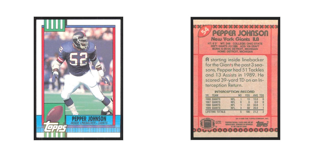 1990 Topps Pepper Johnson Giants #54