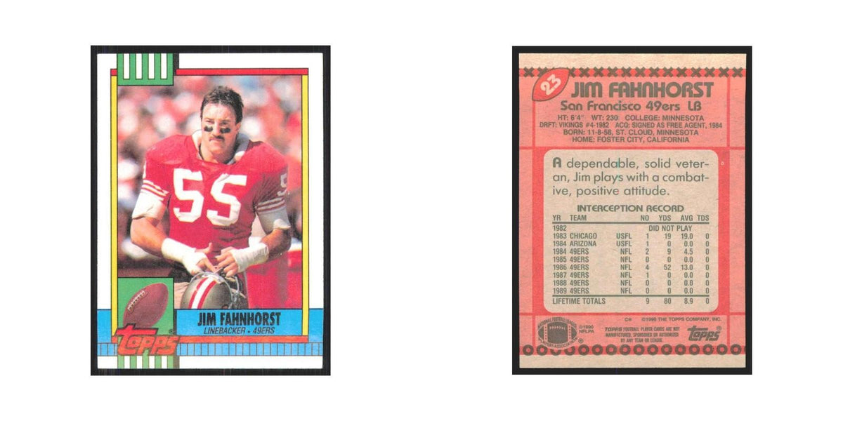 1990 Topps Jim Fahnhorst 49ers #23