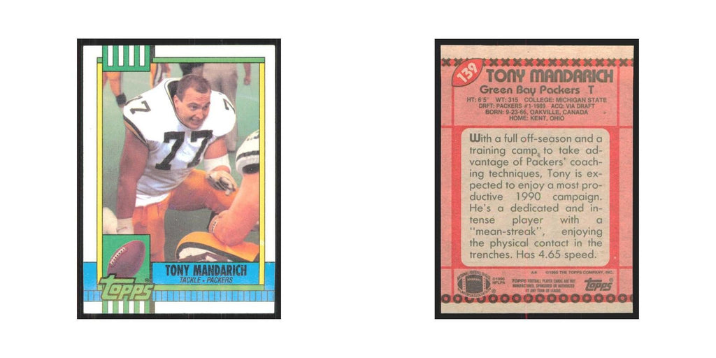 1990 Topps Tony Mandarich Packers #139