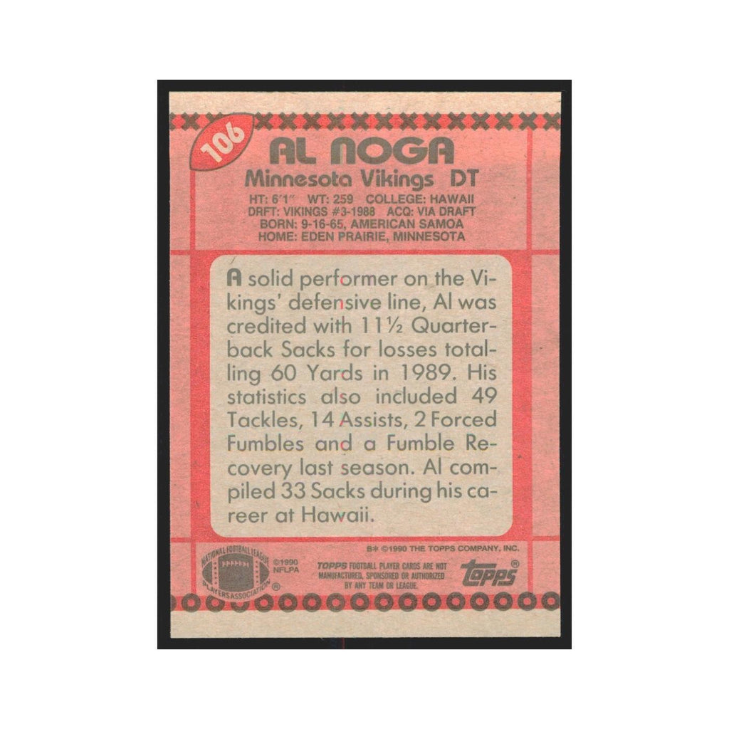 1990 Topps Al Noga Vikings #106