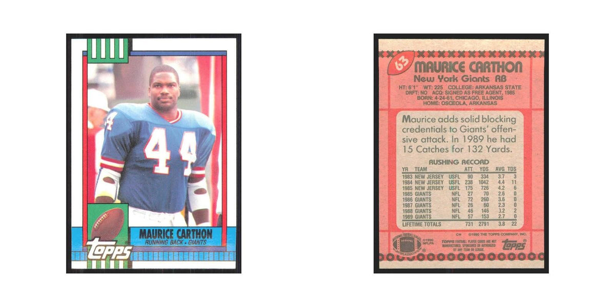 1990 Topps Maurice Carthon Giants #63