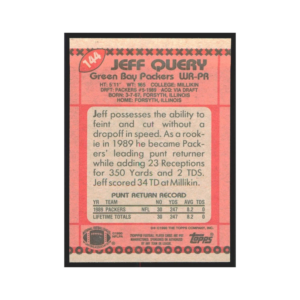 1990 Topps Jeff Query Packers #144
