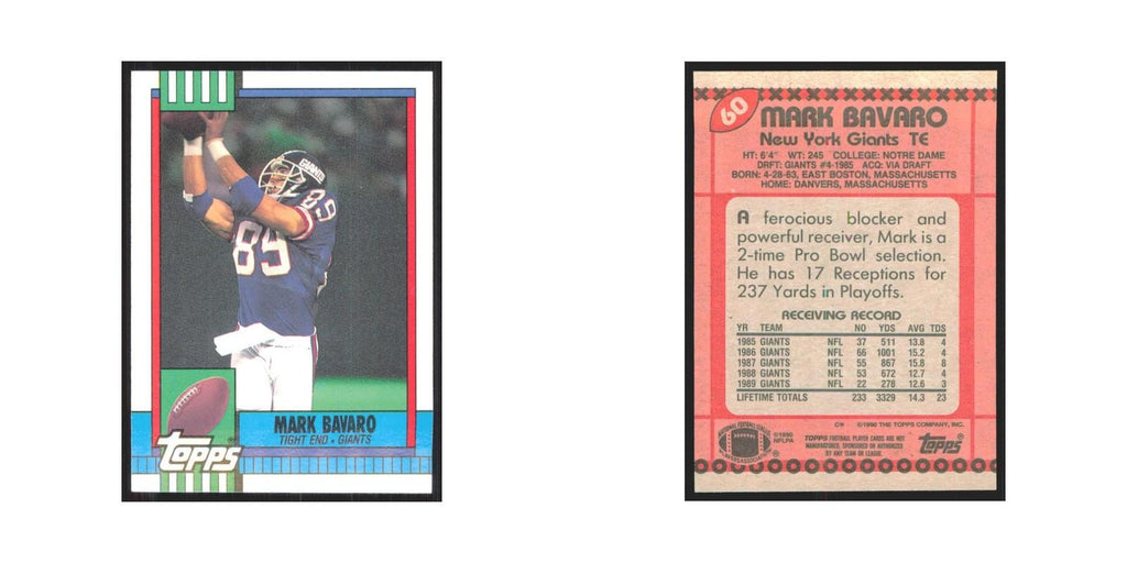 1990 Topps Mark Bavaro Giants #60