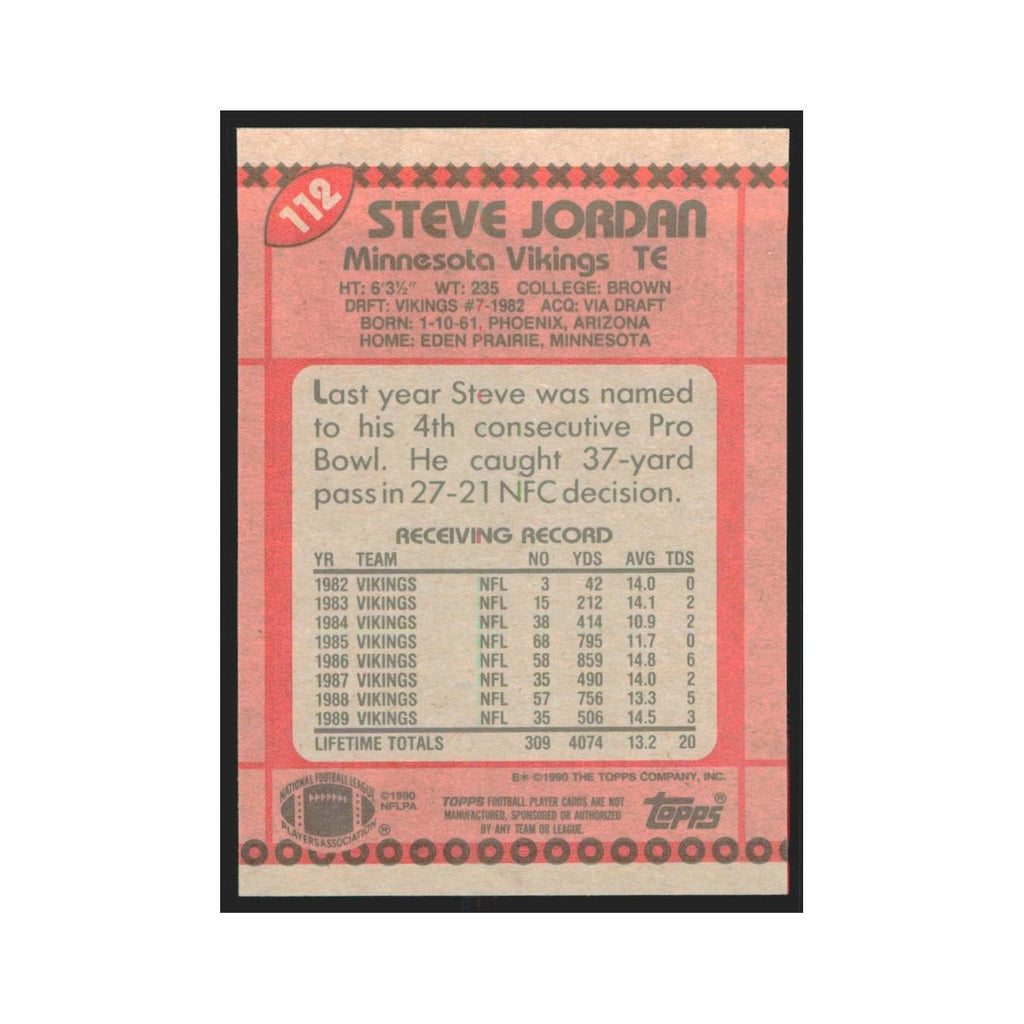 1990 Topps Steve Jordan Vikings #112