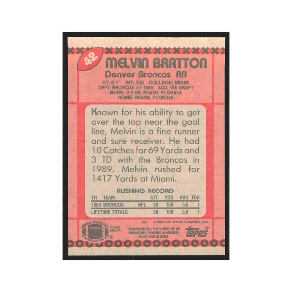 1990 Topps Melvin Bratton Broncos #42