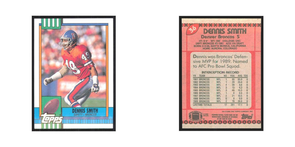 1990 Topps Dennis Smith Broncos #36