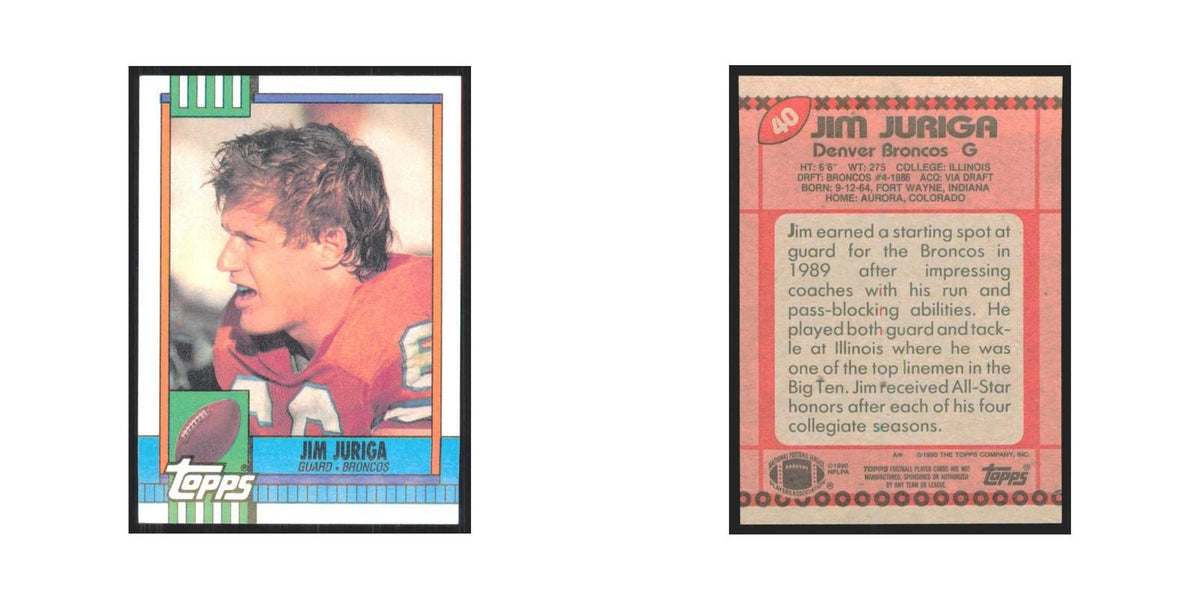 1990 Topps Jim Juriga RC Broncos #40
