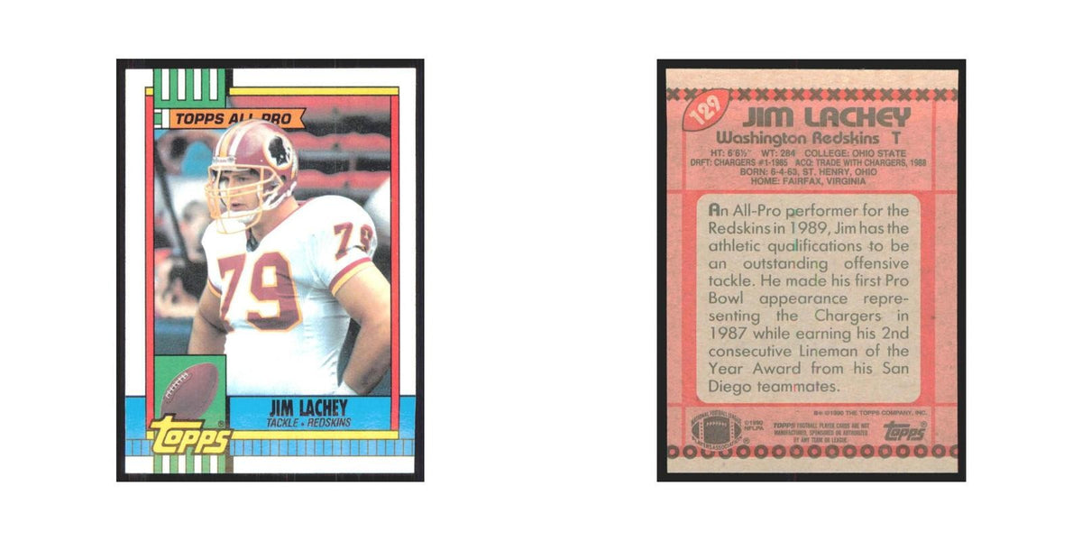 1990 Topps Jim Lachey Redskins #129