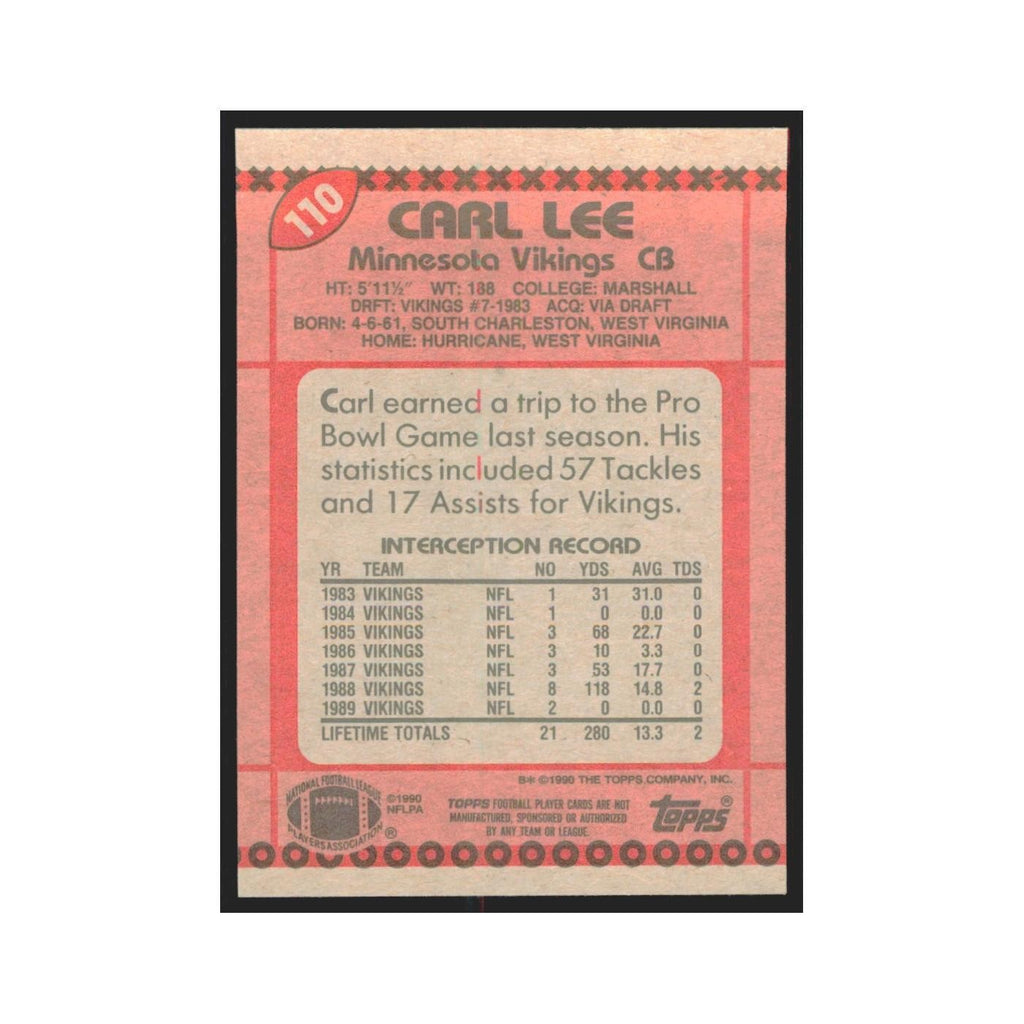 1990 Topps Carl Lee Vikings #110