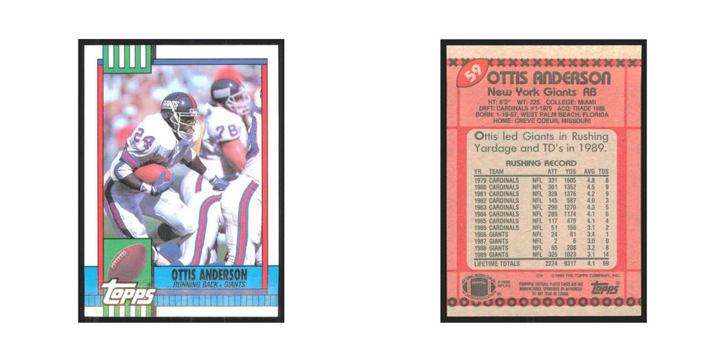 1990 Topps Ottis Anderson Giants #59