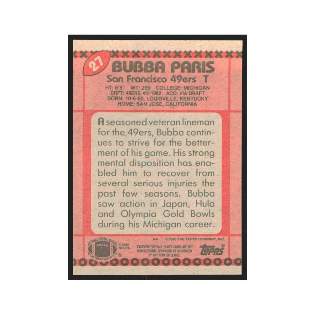 1990 Topps Bubba Paris 49ers #27