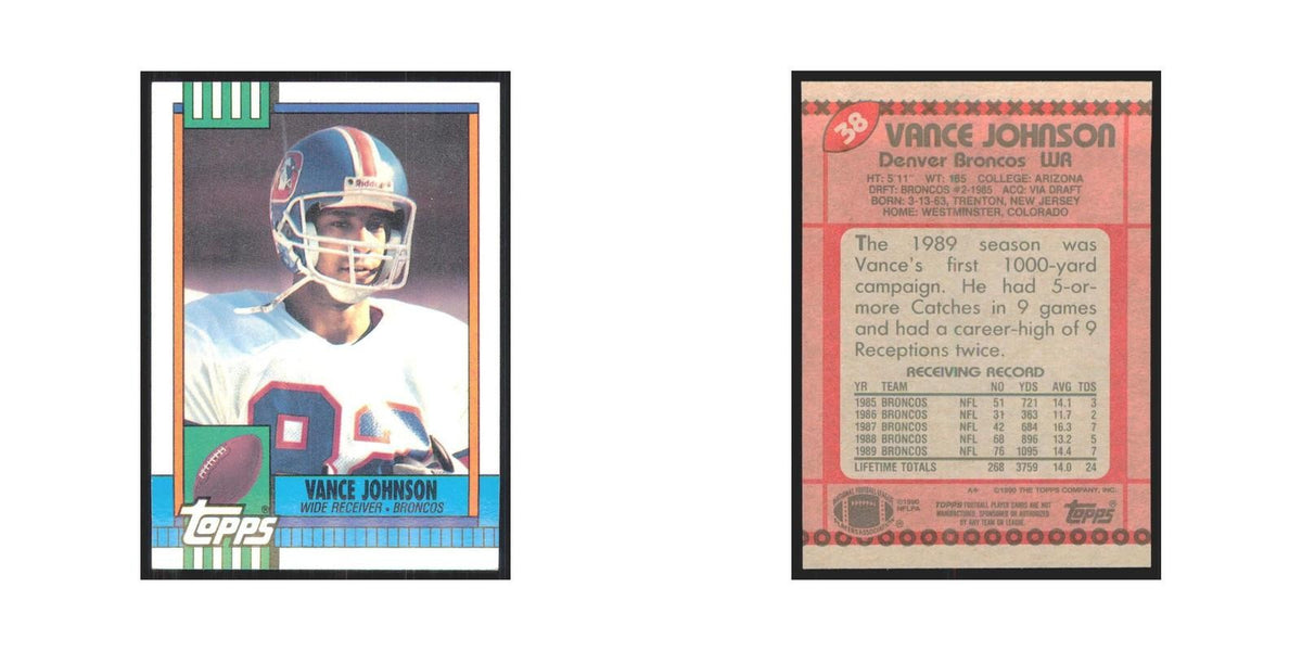 1990 Topps Vance Johnson Broncos #38