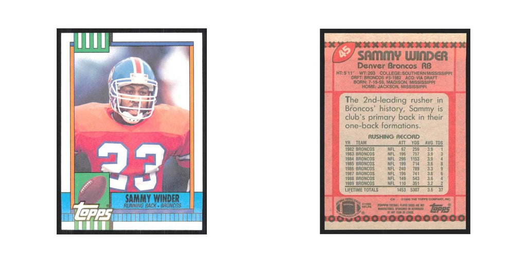 1990 Topps Sammy Winder Broncos #45