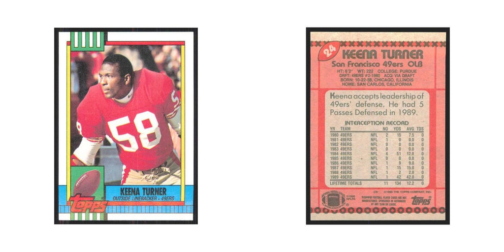 1990 Topps Keena Turner 49ers #24