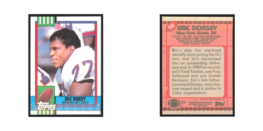 1990 Topps Eric Dorsey RC Giants #58