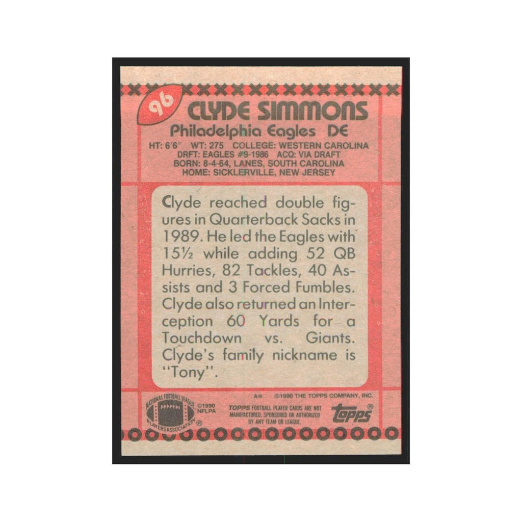 1990 Topps Clyde Simmons Eagles #96