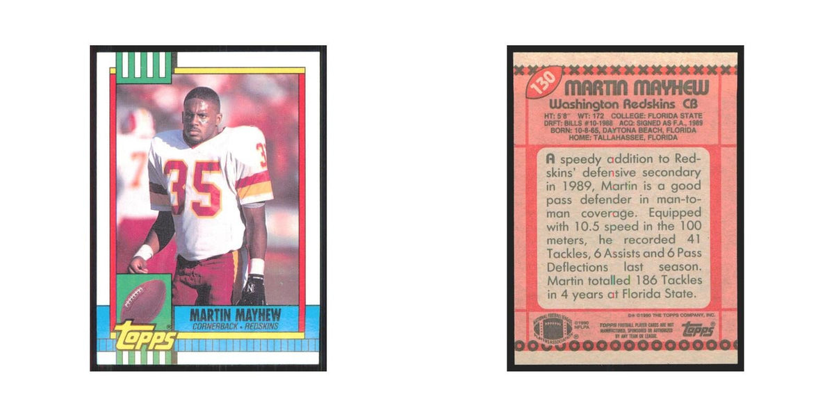 1990 Topps Martin Mayhew RC Redskins #130
