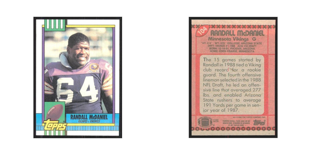 1990 Topps Randall McDaniel Vikings #104
