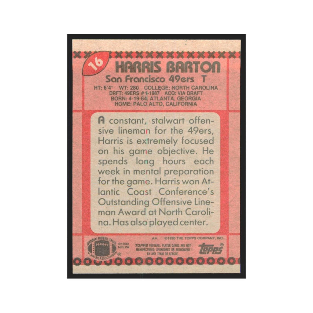 1990 Topps Harris Barton 49ers #16