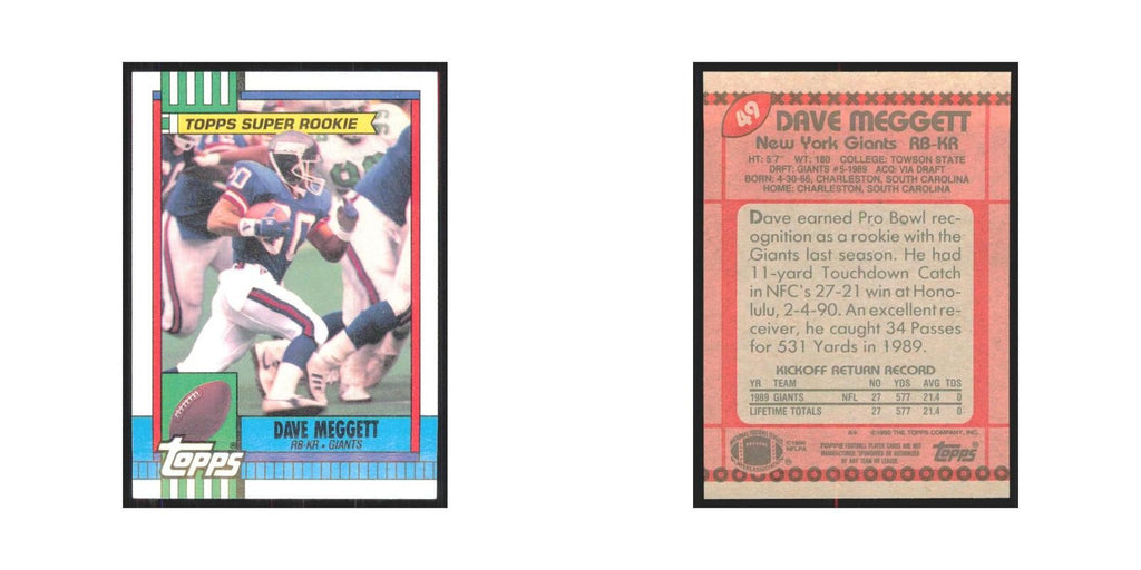 1990 Topps Dave Meggett Giants #49
